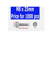 1000 pieces M8 x 25  stainless steel ,full thread allen key bolt, Free express delivery anywhere in Australia.