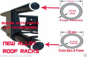 Heaviest alloy material available in market ,the item, 32Mm base and cross bars with 3mm thickneww,Top rails:25 mm with 2.5 mm thickness