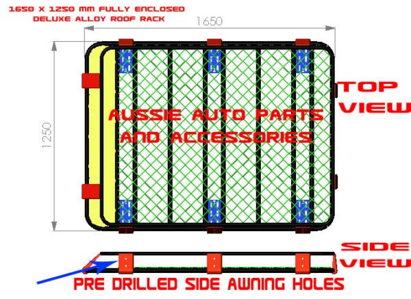 Fully Enclosed Deluxe Alloy Roof Rack Cage 1650x1250x170mm