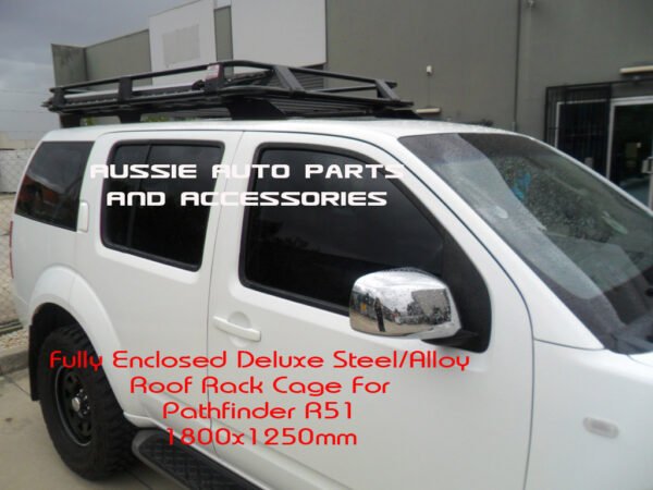 Nissan Pathfinder R51 with existing factory rails, 1800mm long steel laser-cut bracket. Ideal for sun roofs.
