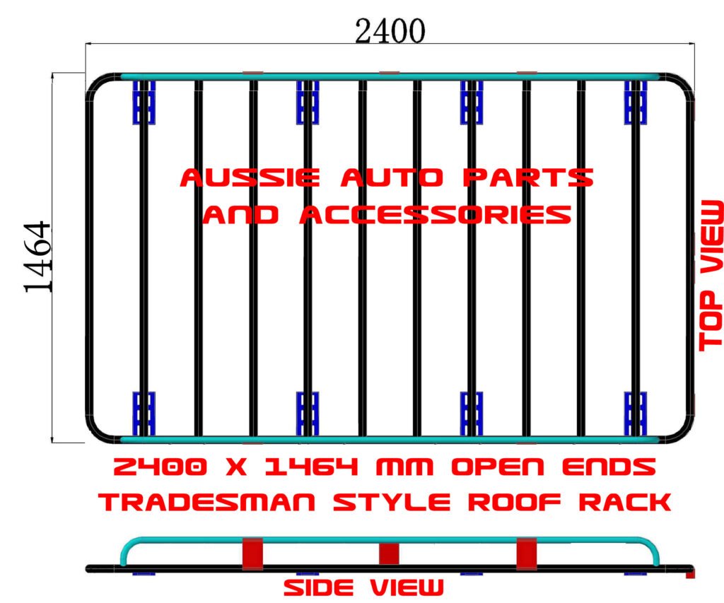 Tradesman Style Open Ends Steel Roof Rack, 2400x1464x170mm for Hyundai iLoad 2008-on