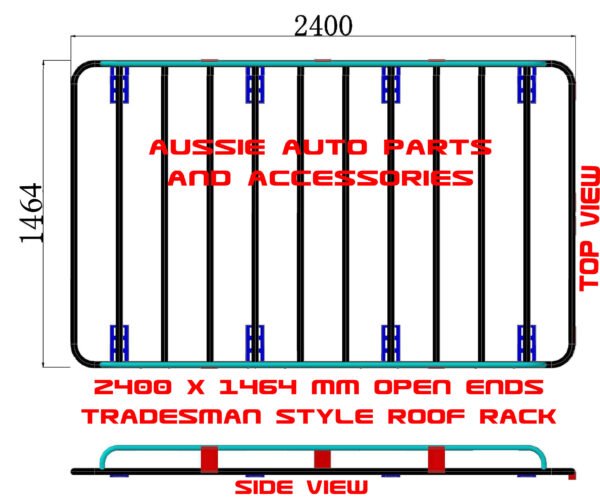 Tradesman Style Open Ends Steel Roof Rack, 2400x1464x170mm for Hyundai iLoad 2008-on