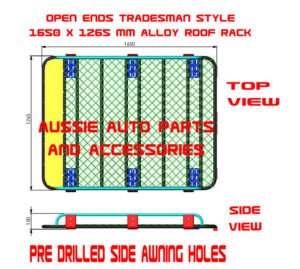 Tradesman style,Open ends alloy roof rack 1650x1250x170mm