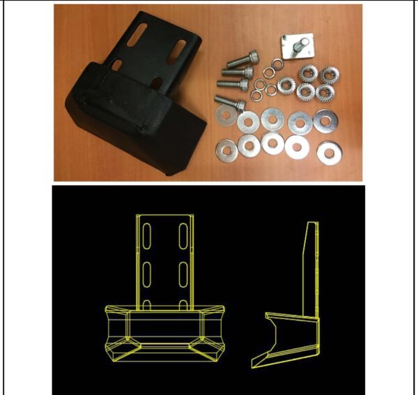 PU-coated Steel mounting brackets for sliding rails. It comes with a T that can be adjusted anywhere on the rail