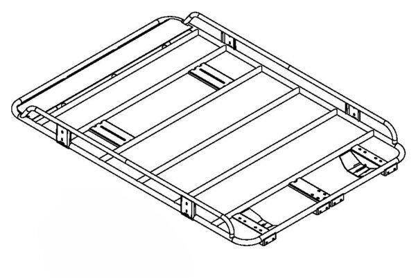 Tradesman style, open ends steel roof rack 1900x1395x150mm, Ideal for: Plastic or fibre glass canopies.