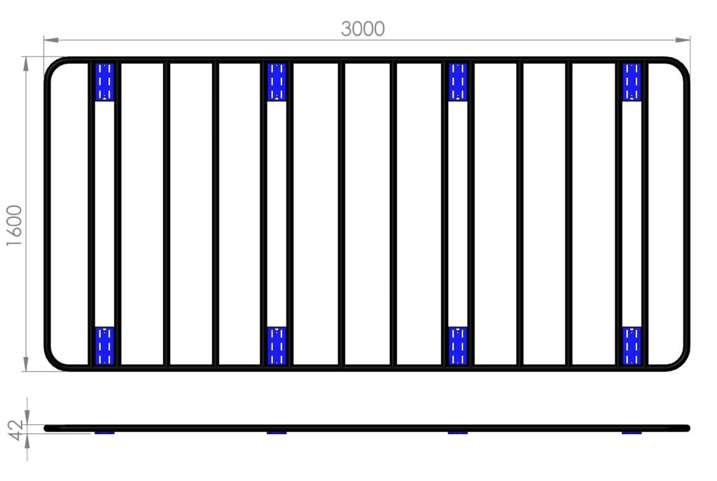 Flat Platform Alloy Roof Rack 3000x1500x70mm