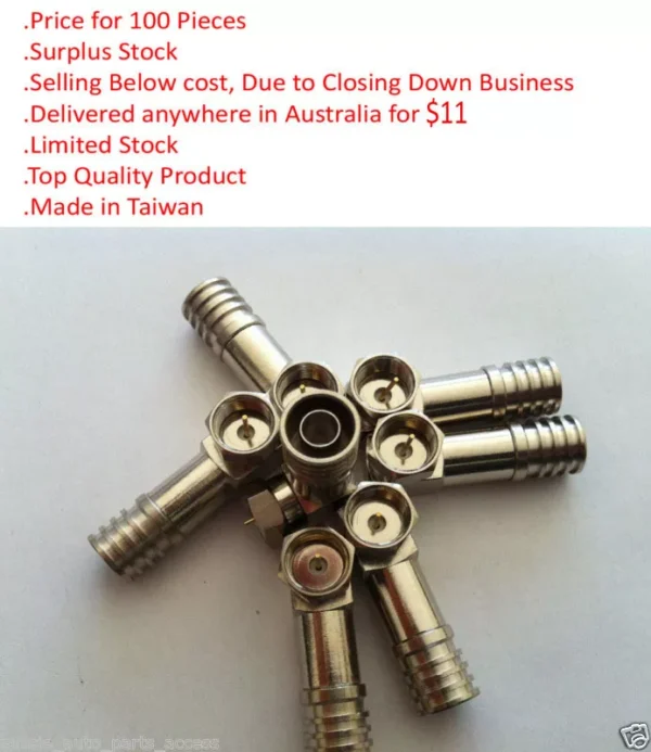 100 PCS Right angle Crimp RG6 Quad/ F type,Made in TAIWAN Free delivery