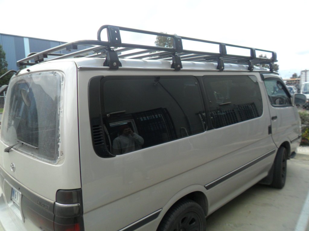 Open End Steel Roof Rack Tradesman 3300mm suits Toyota Hiace LWB Van 1988-2019